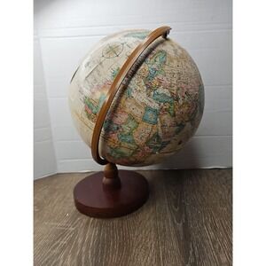 Vintage Replogle 12" World Classic Series Globe, Raised Relief, mid-century map